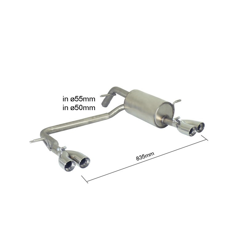 Ragazzon Rear Muffler for PEUGEOT 208 (03/2012 - Present) 50.0453.56