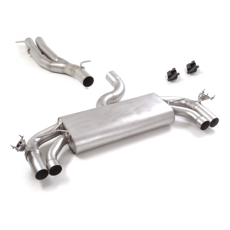 Tube intermédiaire groupe n sans silencieux en inox + Silencieux arrière duplex en inox avec valves integrées.Les valves sont...