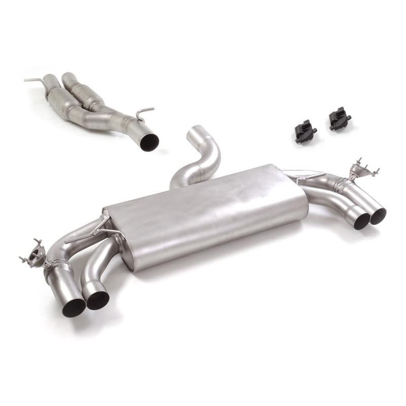 Silencieux intermédiaire en inox + Silencieux arrière duplex en inox avec valves integrées.Les valves sont contrôlées par le...