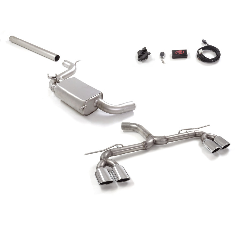 Tube antérieur groupe n sans silencieux en inox + Silencieux intermédiaire en inox + Tube arrière duplex en inox g/d avec 2 s...
