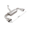 Silencieux arrière duplex en inox g/d avec 2 sorties rondes 80 mm décalées Ligne avec diamètre majoré 60 mm
