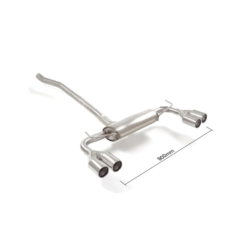 Silencieux arrière duplex en inox g/d avec 2 sorties rondes 80 mm décalées Ligne avec diamètre majoré 60 mm