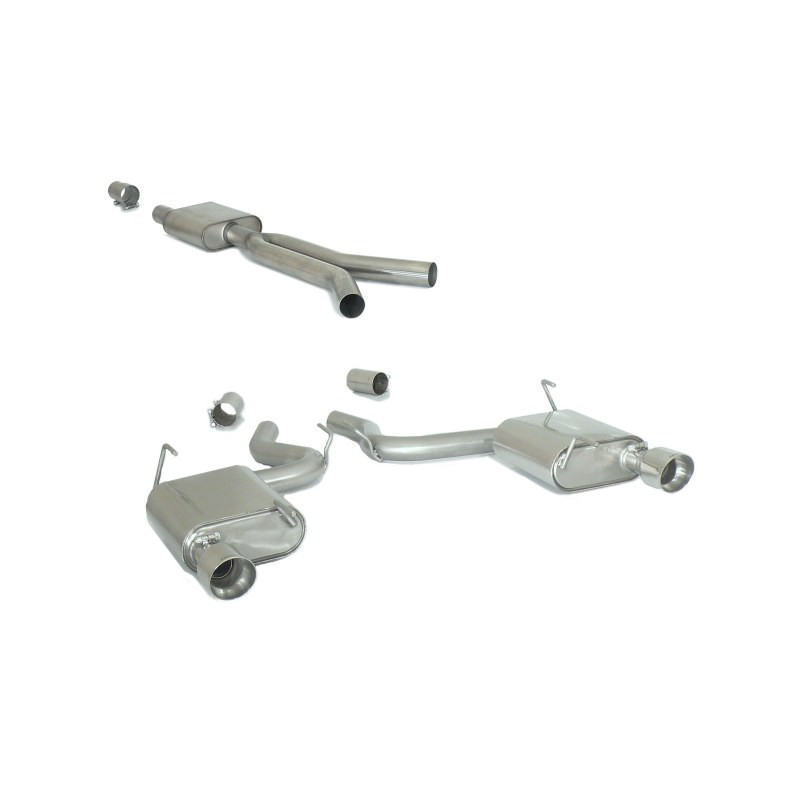 Silencieux intermédiaire en inox + Silencieux arrière duplex en inox g/d avec sortie ronde Sport Line 102 mm Ligne avec diamè...
