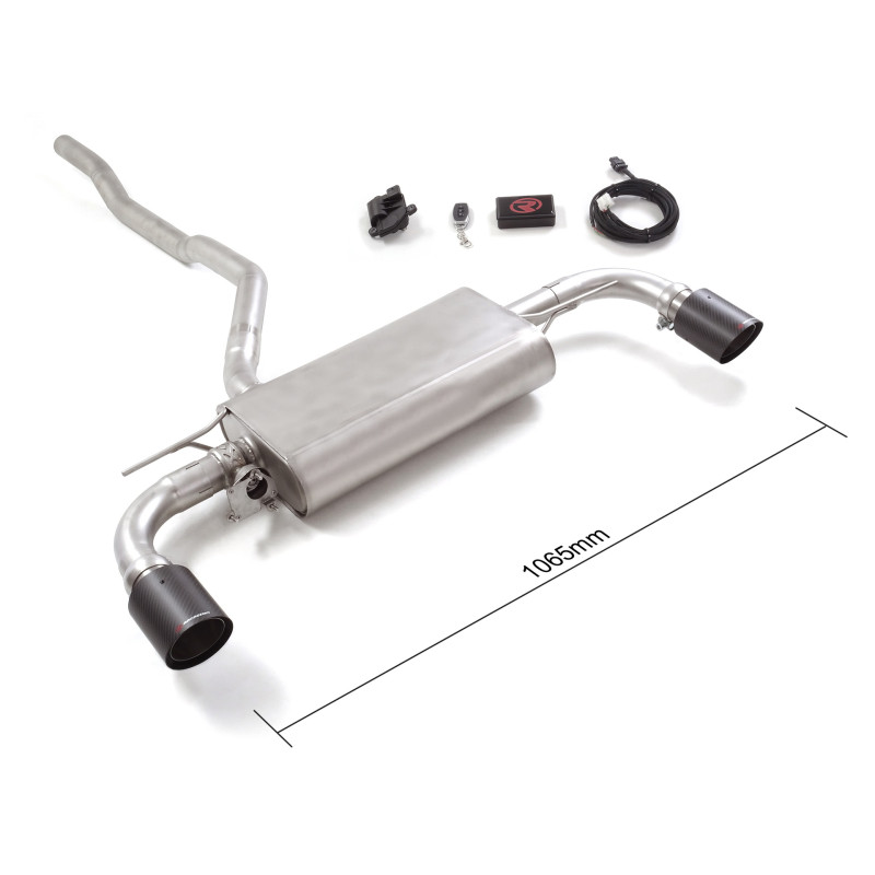 Silencieux arrière duplex en inox g/d avec sortie ronde Carbon Shot 100 mm avec valve électrique intégrée. Contrôle de la val...