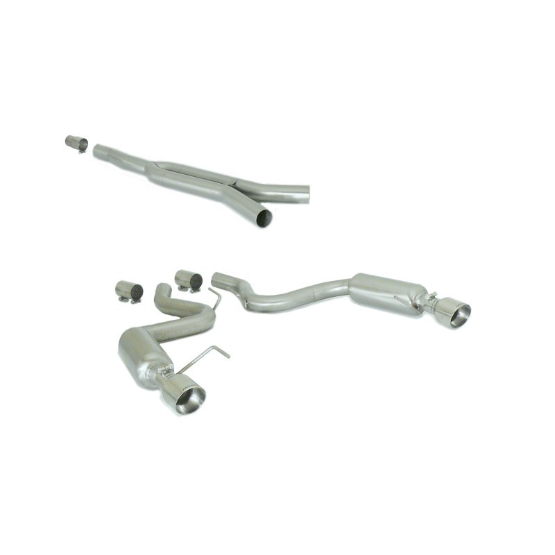 Tube intermédiaire groupe n sans silencieux en inox + Silencieux arrière duplex en inox g/d avec sortie ronde Sport Line 102...