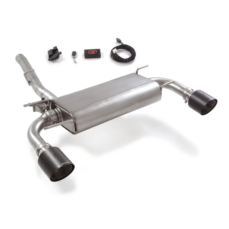 Silencieux arrière duplex en inox g/d avec sortie ronde Carbon Shot 118 mm avec valve électrique intégrée. Contrôle de la val...