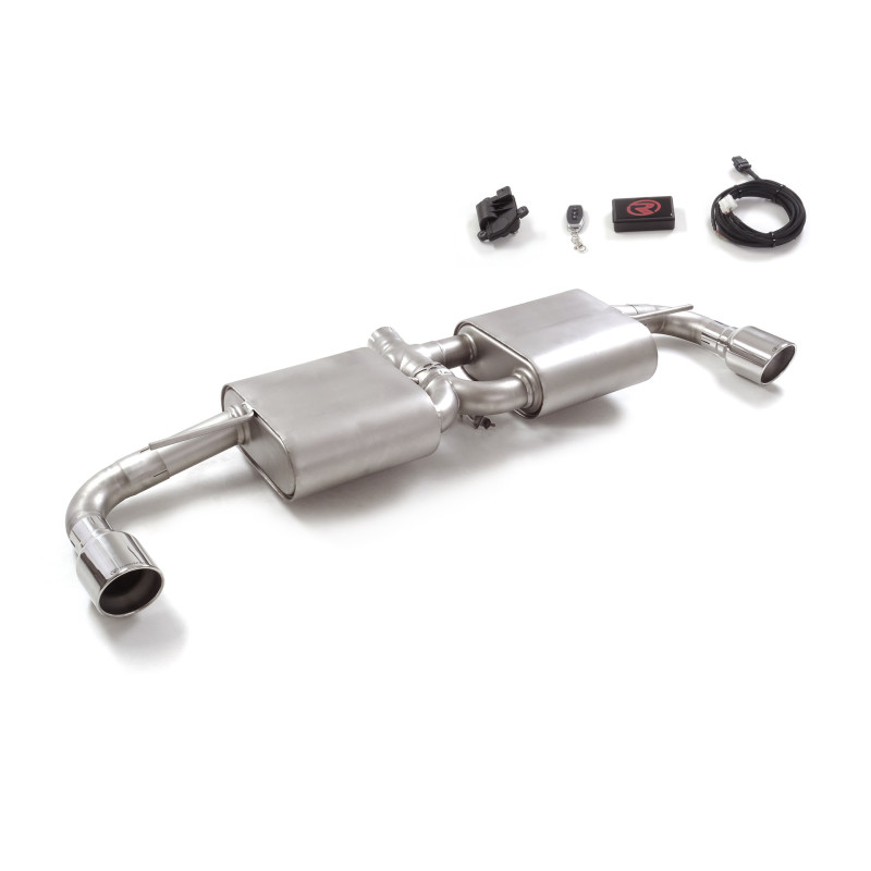 Silencieux arrière duplex en inox g/d avec sortie ronde Sport Line 102 mm avec valve électrique intégrée. Contrôle de la valv...