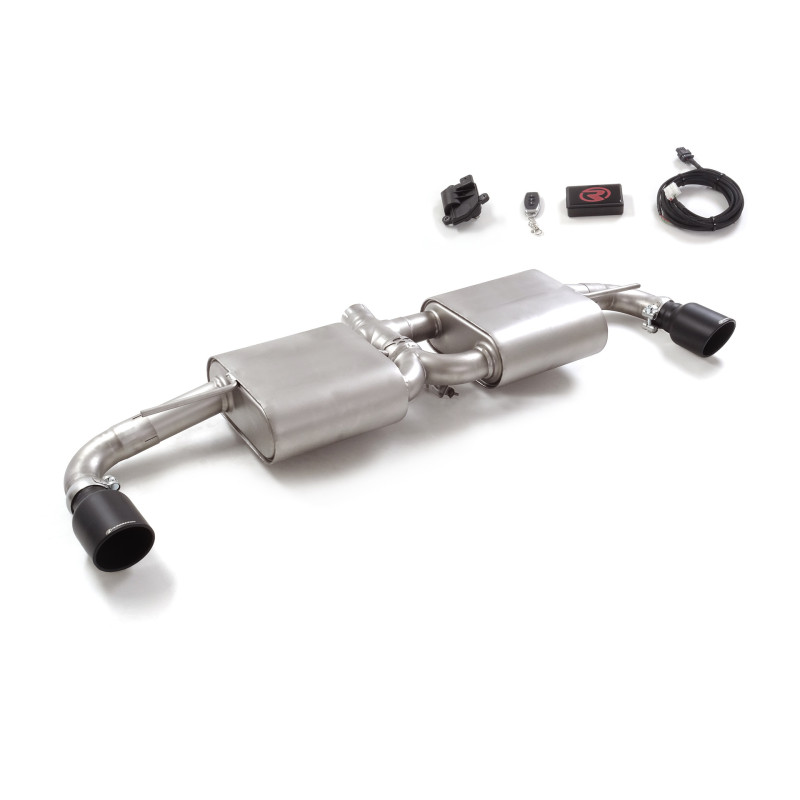 Silencieux arrière duplex en inox g/d avec sortie ronde Sport Line Black 102 mm avec valve électrique intégrée. Contrôle de l...