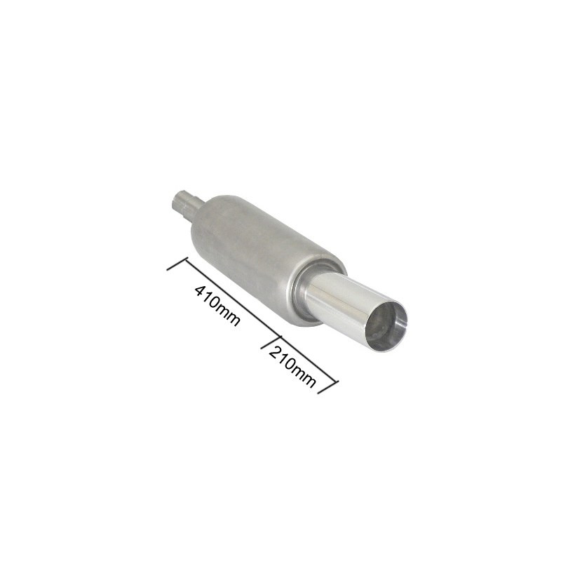Silencieux arrière universal en inox avec 1 sortie ronde Sport Line 90 mm - Ø int. 56/61 mm - à souder Hydroforming Technology