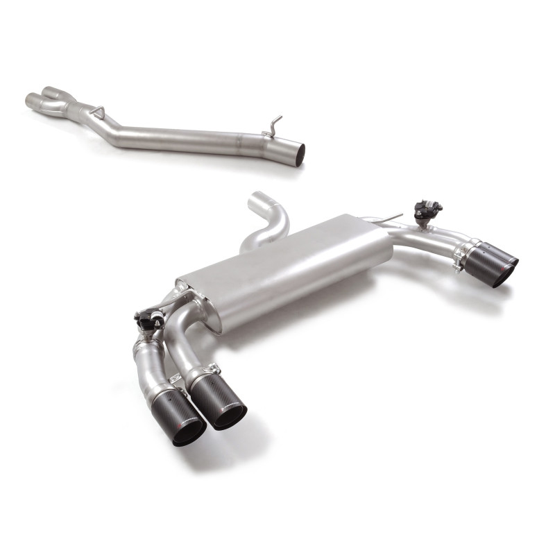 Tube intermédiaire groupe n sans silencieux en inox + Silencieux arrière duplex en inox g/d avec 2 sorties rondes Carbon Shot...