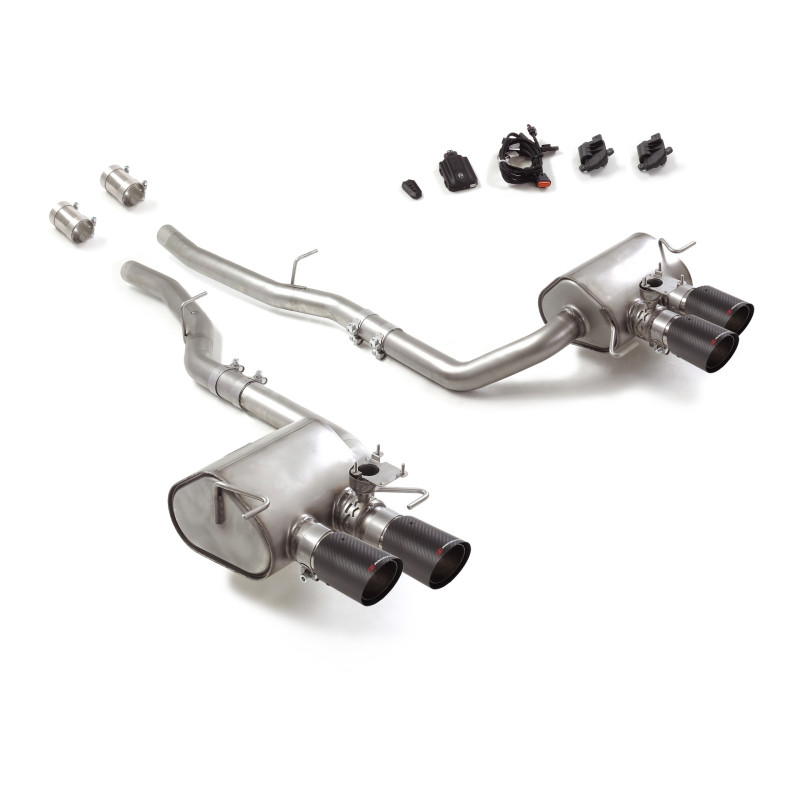 Silencieux arrière duplex en inox g/d avec 2 sorties rondes Sport Line 90 mm décalées avec valves integrées.Les valves sont c...