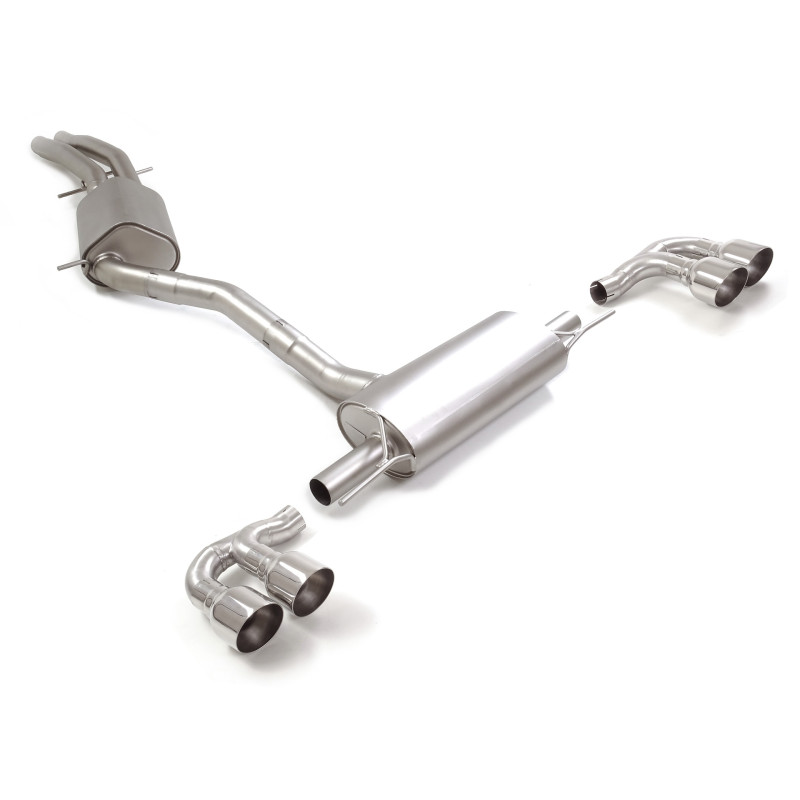 Tube intermédiaire groupe n sans silencieux en inox + Silencieux arrière duplex en inox g/d avec 2 sortie ronde Sport Line 10...