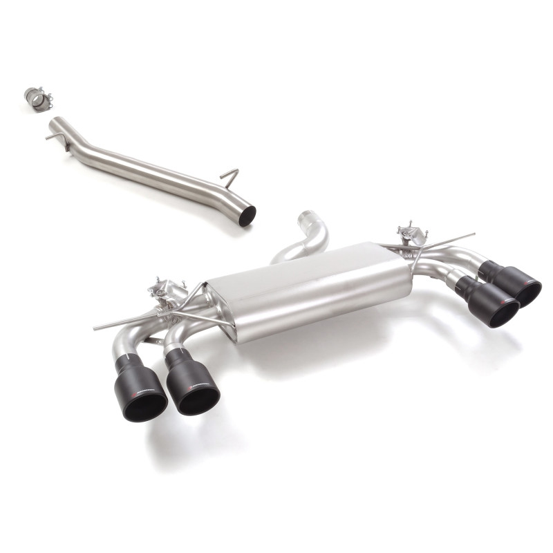 Tube intermédiaire en inox + Silencieux arrière duplex en inox g/d avec 2 sortie ronde Sport Line Black 102 mm avec valves in...