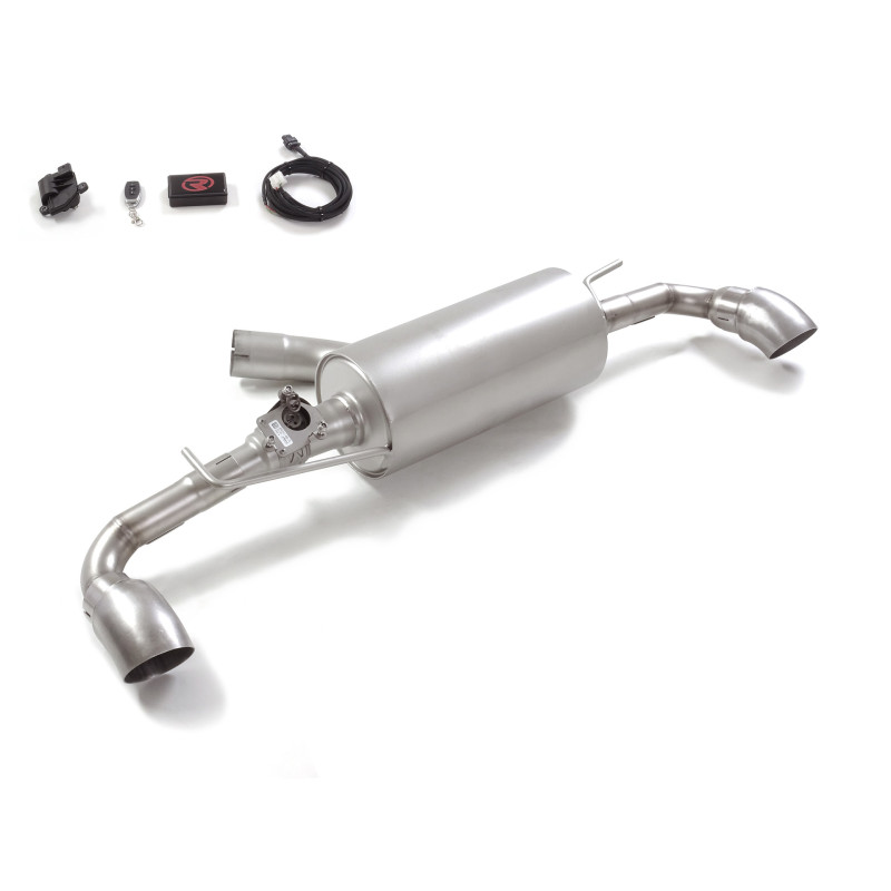 Silencieux arrière duplex en inox g/d avec sortie ronde 90 mm avec valve électrique intégrée. Contrôle de la valve avec le ki...