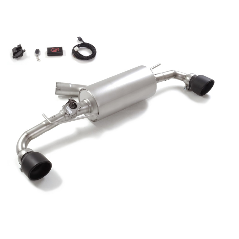 Silencieux arrière duplex en inox g/d avec sortie ronde Sport Line Black 114 mm avec valve électrique intégrée. Contrôle de l...