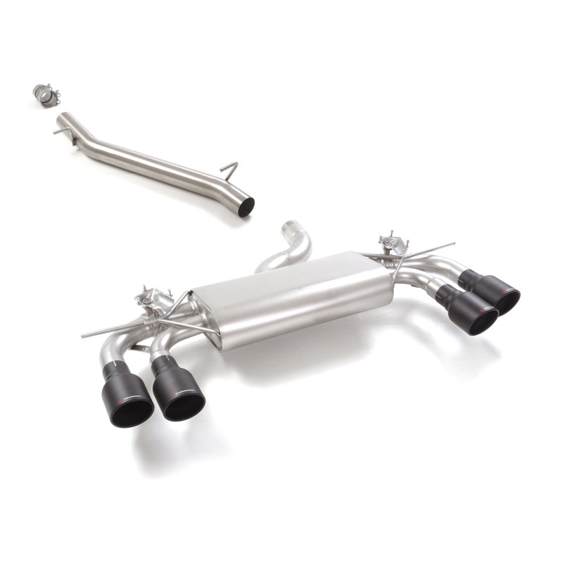 Tube intermédiaire en inox + Silencieux arrière duplex en inox g/d avec 2 sortie ronde Sport Line Black 102 mm avec valves in...