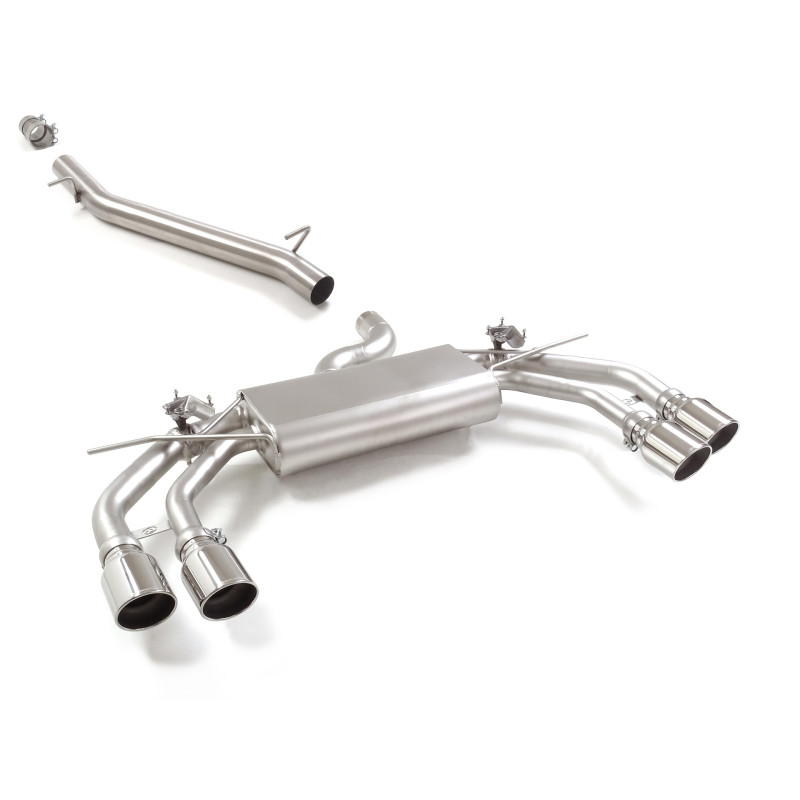 Tube intermédiaire en inox + Silencieux arrière duplex en inox g/d avec 2 sortie ronde Sport Line 102 mm avec valves integrée...