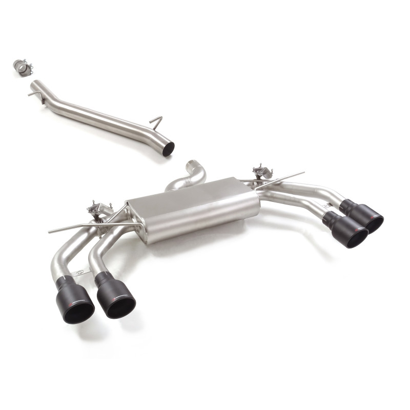 Tube intermédiaire en inox + Silencieux arrière duplex en inox g/d avec 2 sortie ronde Sport Line Black 102 mm avec valves in...