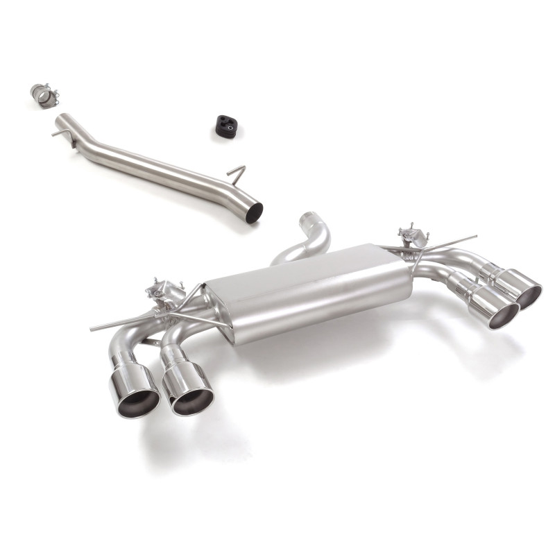 Tube intermédiaire en inox + Silencieux arrière duplex en inox g/d avec 2 sortie ronde Sport Line 102 mm avec valves integrée...