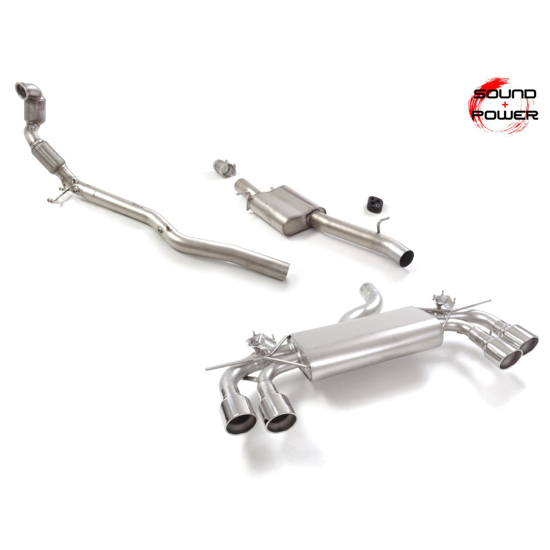 Catalyseur métallique 200cpsi groupe n en inox avec enlèvement du filtre OPF / GPF + Silencieux intermédiaire + Silencieux ar...