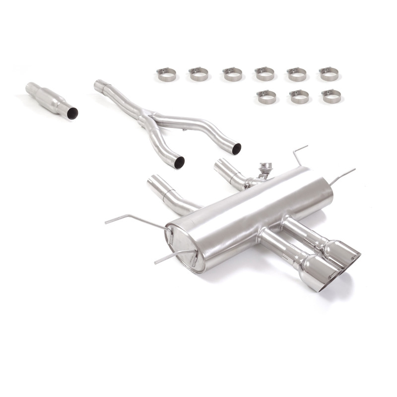 Silencieux intermédiaire en inox + Silencieux arrière en inox avec 2 sorties rondes Sport Line 114 mm Avec valve à dépression...