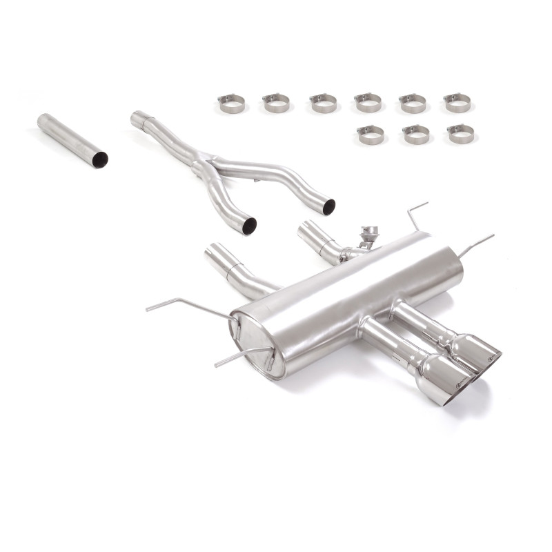 Tube intermédiaire groupe n sans silencieux en inox + Silencieux arrière en inox avec 2 sorties rondes Sport Line 114 mm Avec...