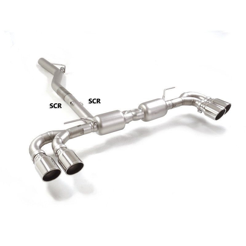 Silencieux arrière duplex en inox g/d avec 2 sortie ronde Sport Line 102 mm Ligne avec diamètre majoré 70 mm Compatible uniqu...