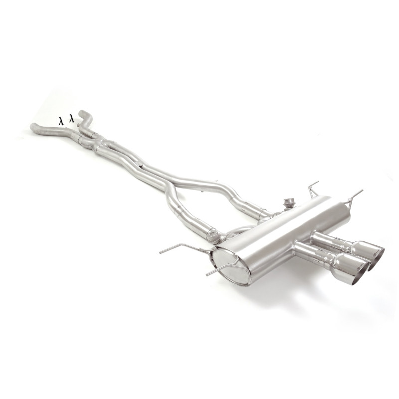 Tube intermédiaire groupe n sans silencieux en inox + Silencieux arrière groupe n en inox avec 2 sorties rondes Sport Line 11...