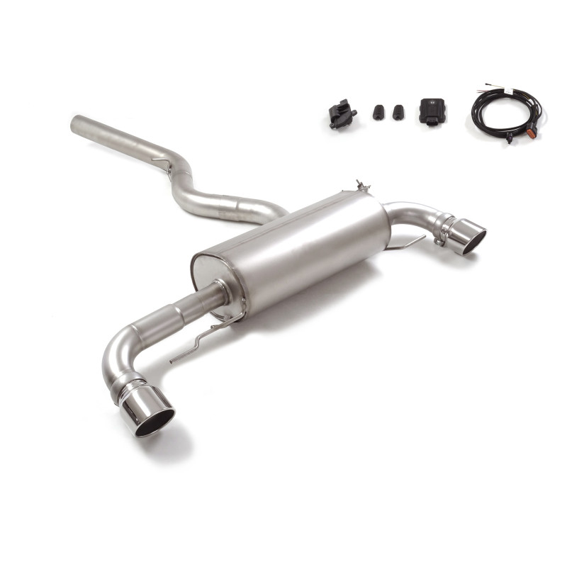 Silencieux arrière duplex en inox g/d avec sortie ronde Sport Line 102 mm avec valve électrique intégrée. Contrôle de la valv...