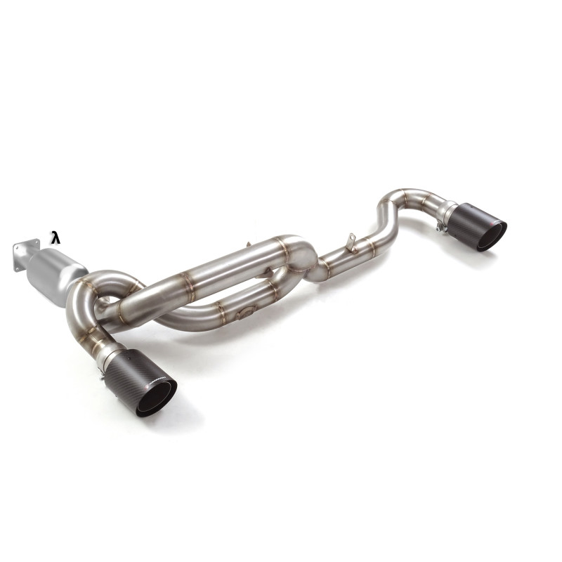 Tube remplacement cat groupe n en inox + Tube arrière groupe n duplex en inox g/d avec 1 sortie ronde Carbon Shot 100 mm