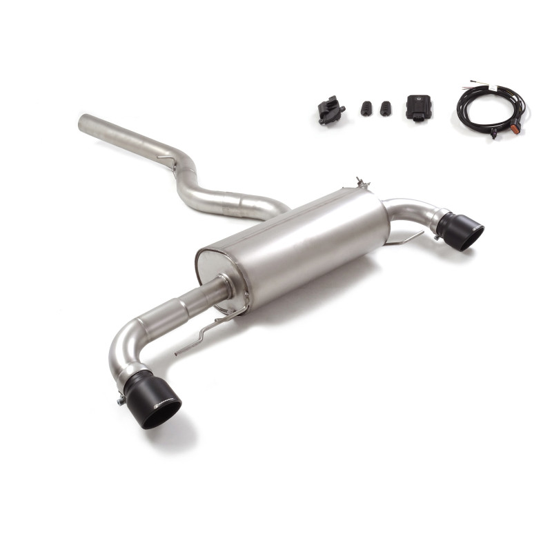 Silencieux arrière duplex en inox g/d avec sortie ronde Sport Line Black 102 mm avec valve électrique intégrée. Contrôle de l...