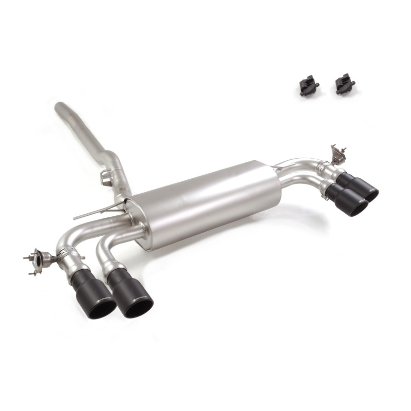 Silencieux arrière duplex en inox g/d avec 2 sortie ronde Sport Line Black 90 mm décalées avec valves integrées.Les valves so...