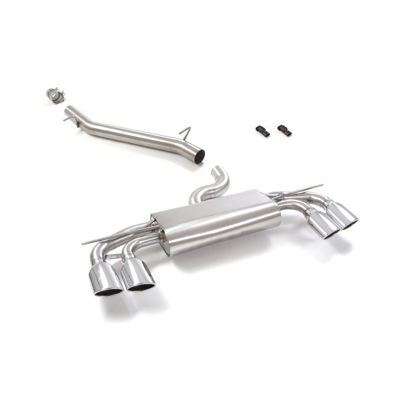 Tube intermédiaire groupe n sans silencieux en inox + Silencieux arrière duplex en inox g/d avec 2 sortie ovale 108x70 mm Exc...