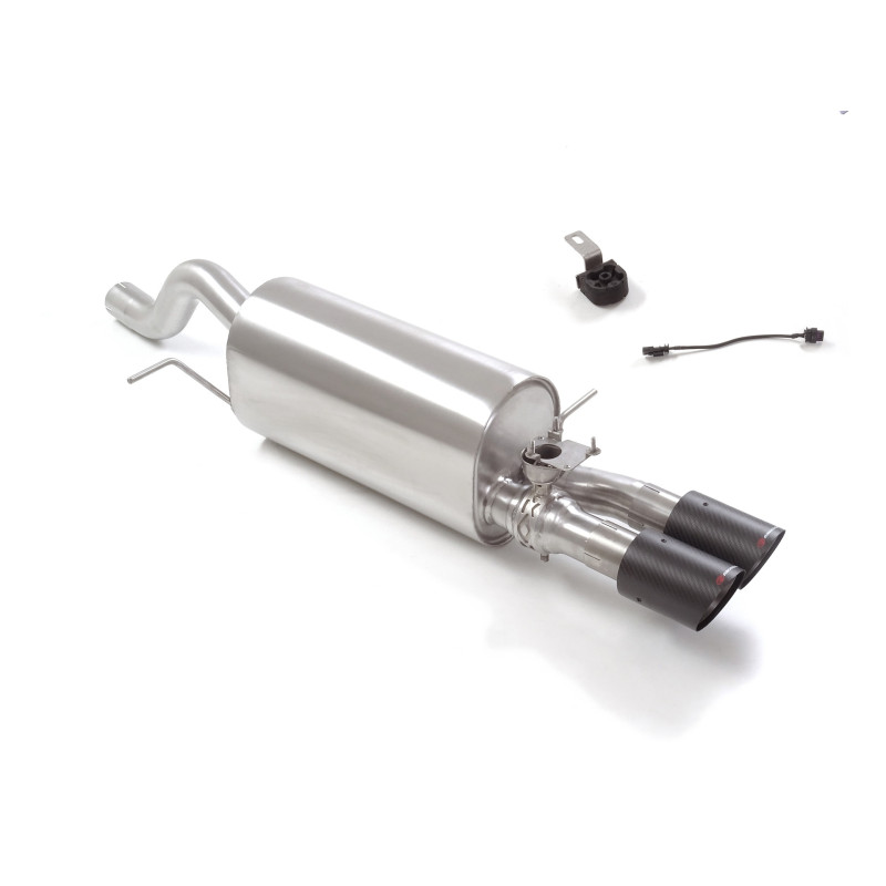 Silencieux arrière en inox avec 2 sorties rondes Carbon Shot 90 mm avec valve integrées.La valve est contrôlée par le moteur...