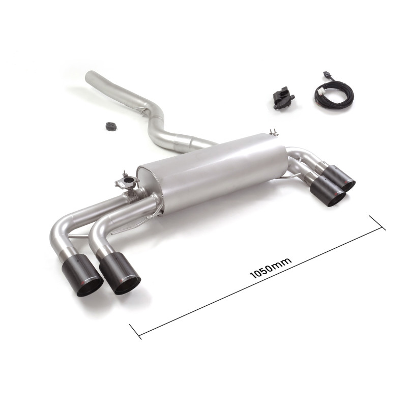 Silencieux arrière duplex en inox g/d avec sortie ronde Carbon Shot 2x90 mm décalées avec valves integrées.Les valves sont co...