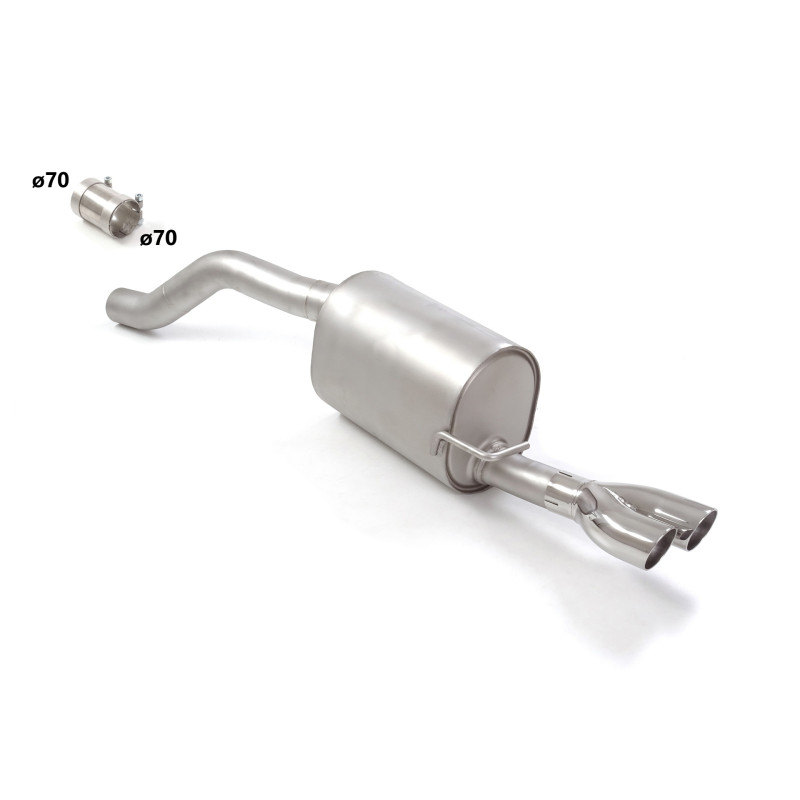 Silencieux arrière en inox avec 2 sorties rondes Sport Line 70 mm décalées Ligne avec diamètre majoré 70 mm