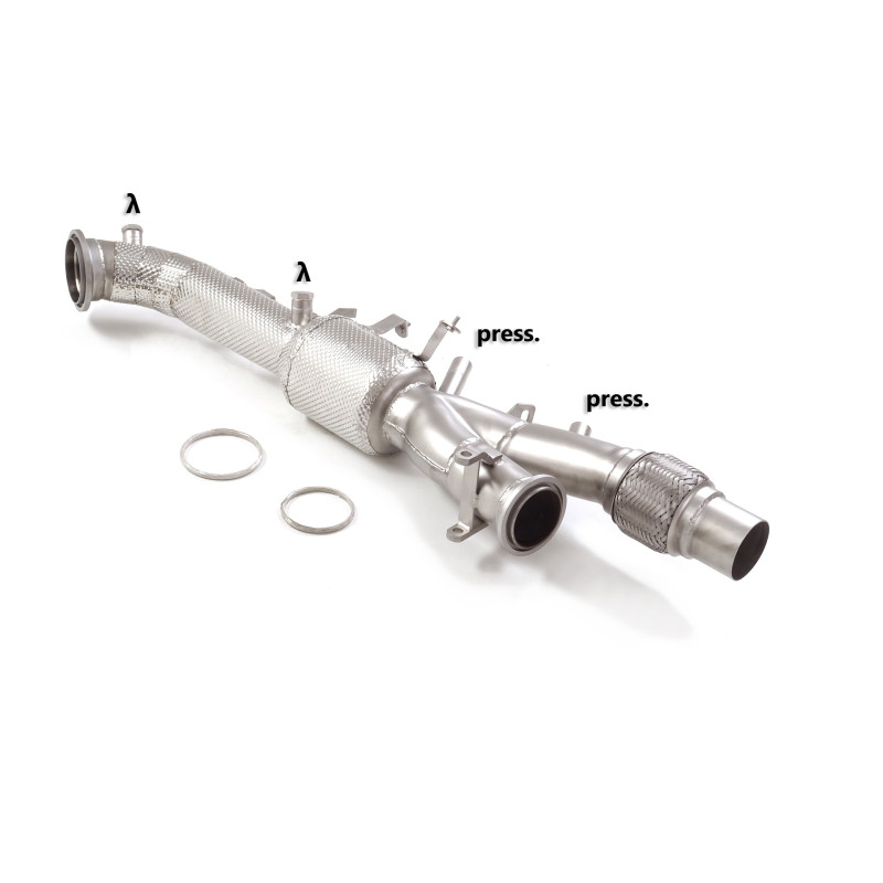 Tube remplacement cat groupe n en inox avec enlèvement du filtre à particules. Tous les emplacements des sondes d’origine pré...