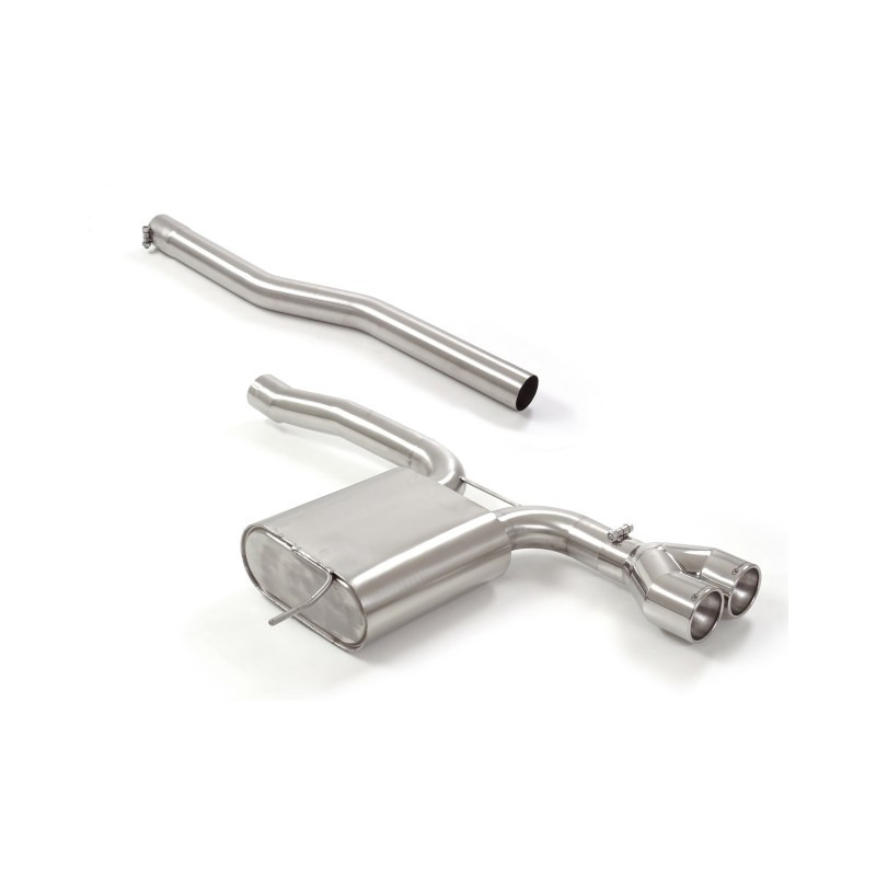 Silencieux arrière en inox avec 2 sorties rondes 102 mm Ligne avec diamètre majoré 70 mm Ragazzon Mini F56 2014 à 2024