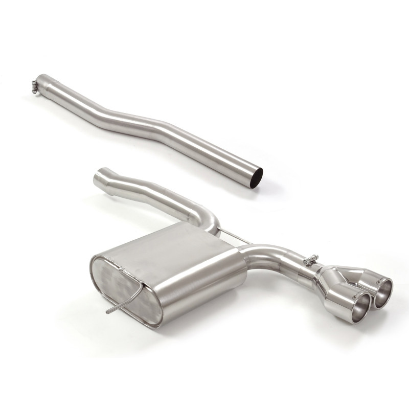 Silencieux arrière en inox avec 2 sorties rondes 102 mm Ragazzon Mini F56 2014 à 2024