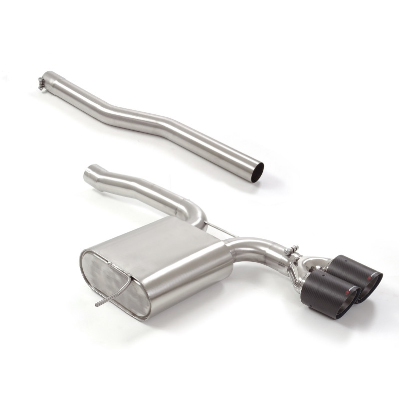 Silencieux arrière en inox avec 2 sorties rondes Carbon Shot 100 mm Ragazzon Mini F56 2014 à 2024