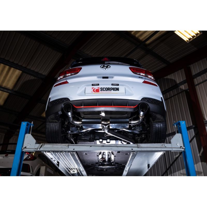 Catback sans silencieux intermédiaire avec valves SHYS101C Scorpion pour Hyundai I30 N/N Performance