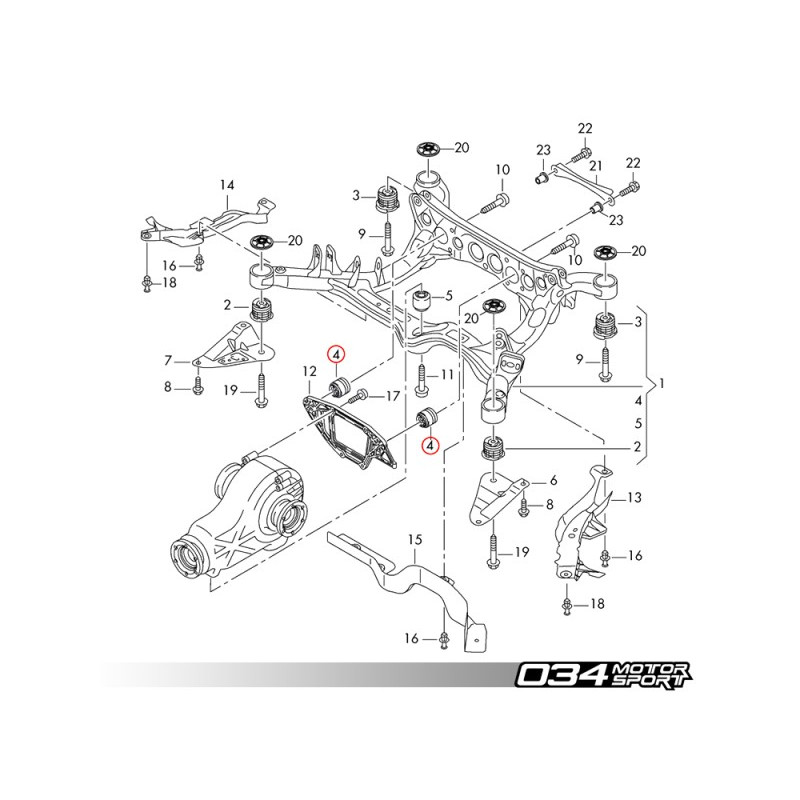Mount, RR Diff, Insert Set 034 motorsport pour B8