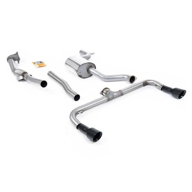 Full Exhaust System Milltek Volkswagen Scirocco R 2009-2016 - with Decat - resonated and rear muffler bypass - Dual GT100 Black