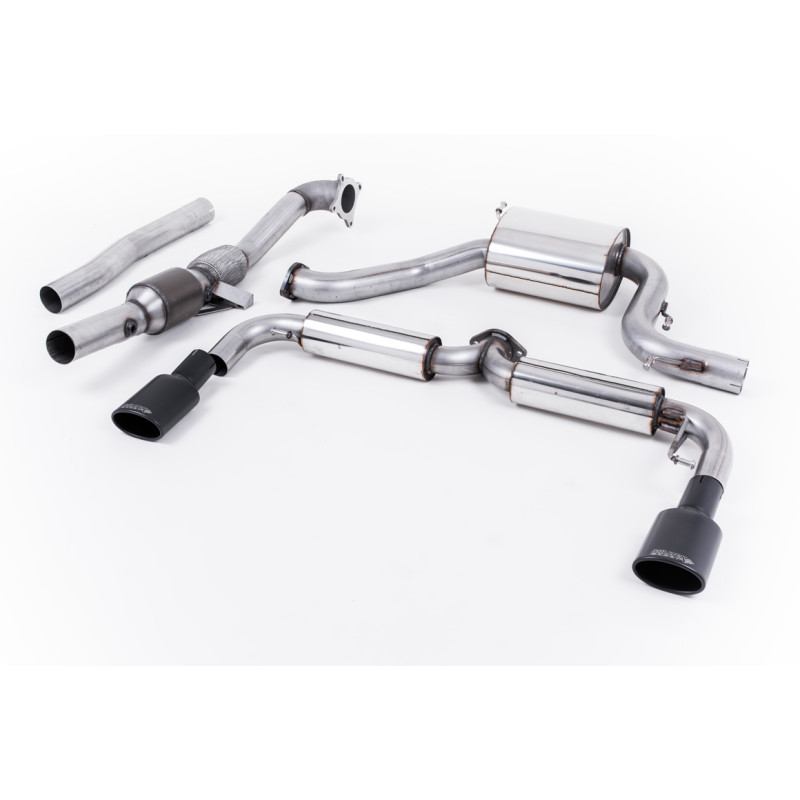 Linea completa Milltek Volkswagen Scirocco - con HJS cata Hi-Flow 200 CPSI - risonata - terminali Dual Ovali Cerakote Nero