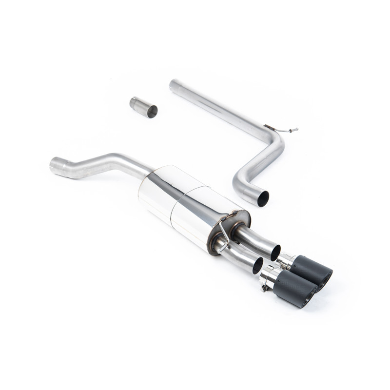 Cat-back Milltek Volkswagen Polo AW GTI 2018-2019 - No Primary Muffler, With Rear Muffler - Twin Jet-90 Carbon Outlets
