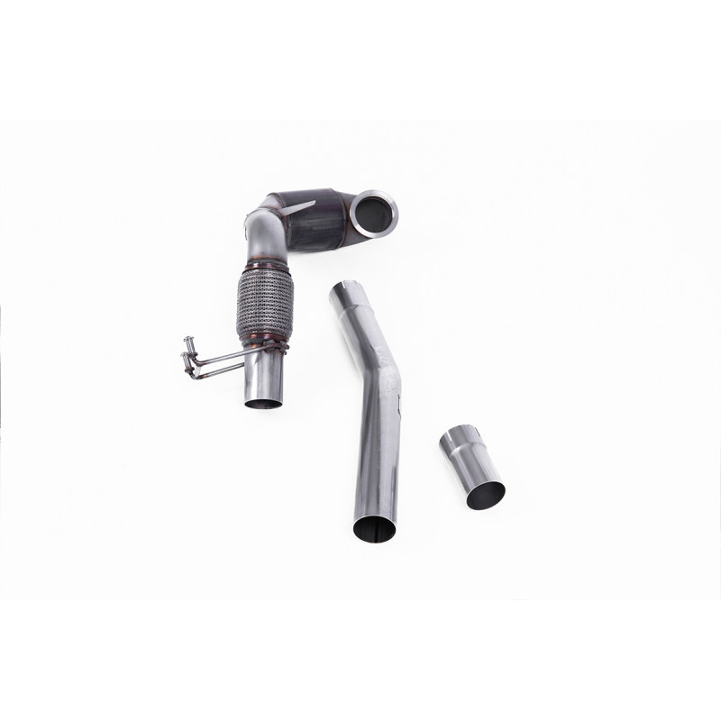 Downpipe Milltek Volkswagen Polo AW (salida de turbo moldeada), con cata Race 200 CPSI, para línea Milltek, con soporte