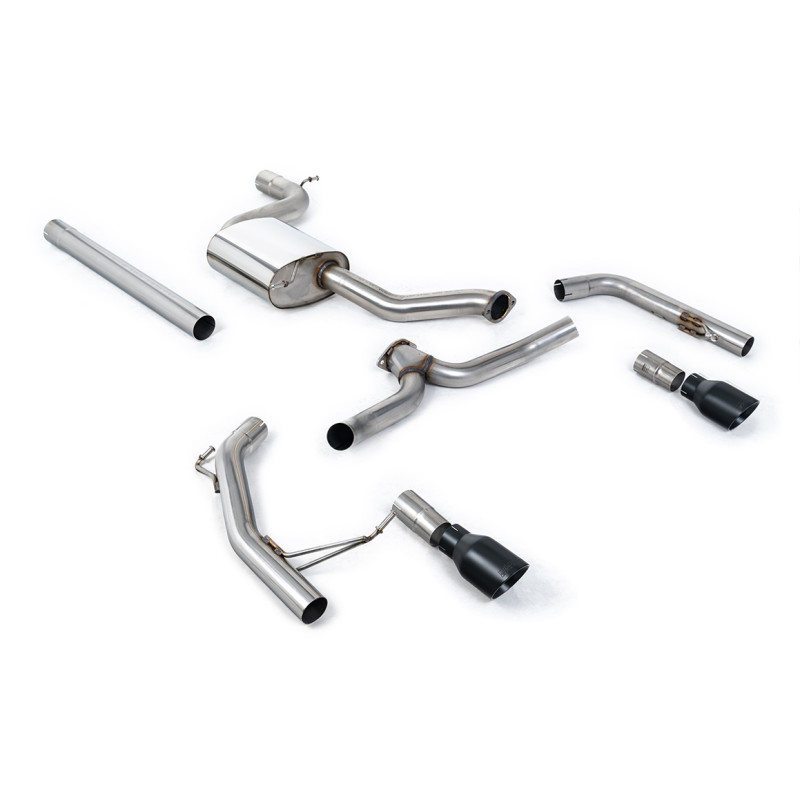 Catback Milltek Volkswagen Jetta Mk7 GLI 2019-2024 - no primary muffler - resonated + rear bypass - Dual GT100 Cerakote Black