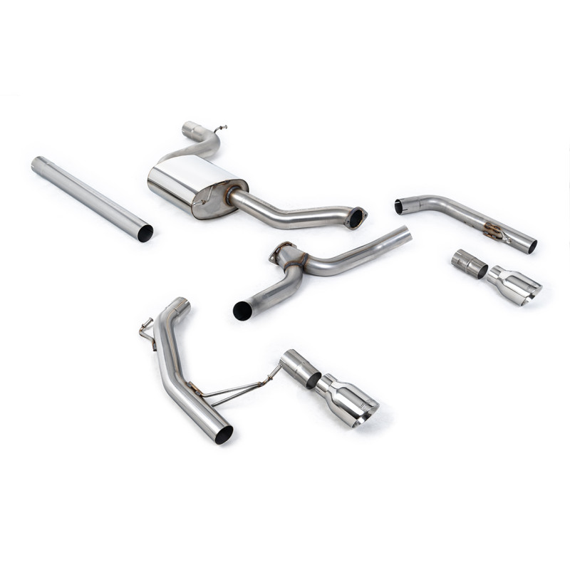 Scarico cat-back Milltek Volkswagen Jetta Mk7 - Senza silenziatore primario - risonato e bypass silenziatore post. - uscite Dual