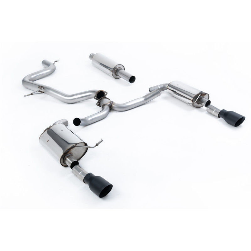 Milltek Cat-Back Volkswagen Jetta Mk7 GLI - With Primary - Non-Resonated + Rear Muffler - Dual GT100 Cerakote Black Tips