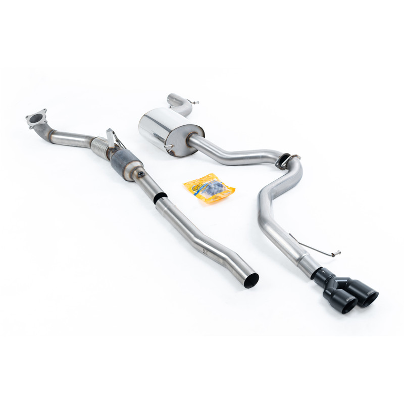 Línea completa Milltek Volkswagen Jetta Mk6 GLI 2011-2014 - con catalizador Hi-Flow Race 200 CPSI - resonada - salidas GT80 Negr